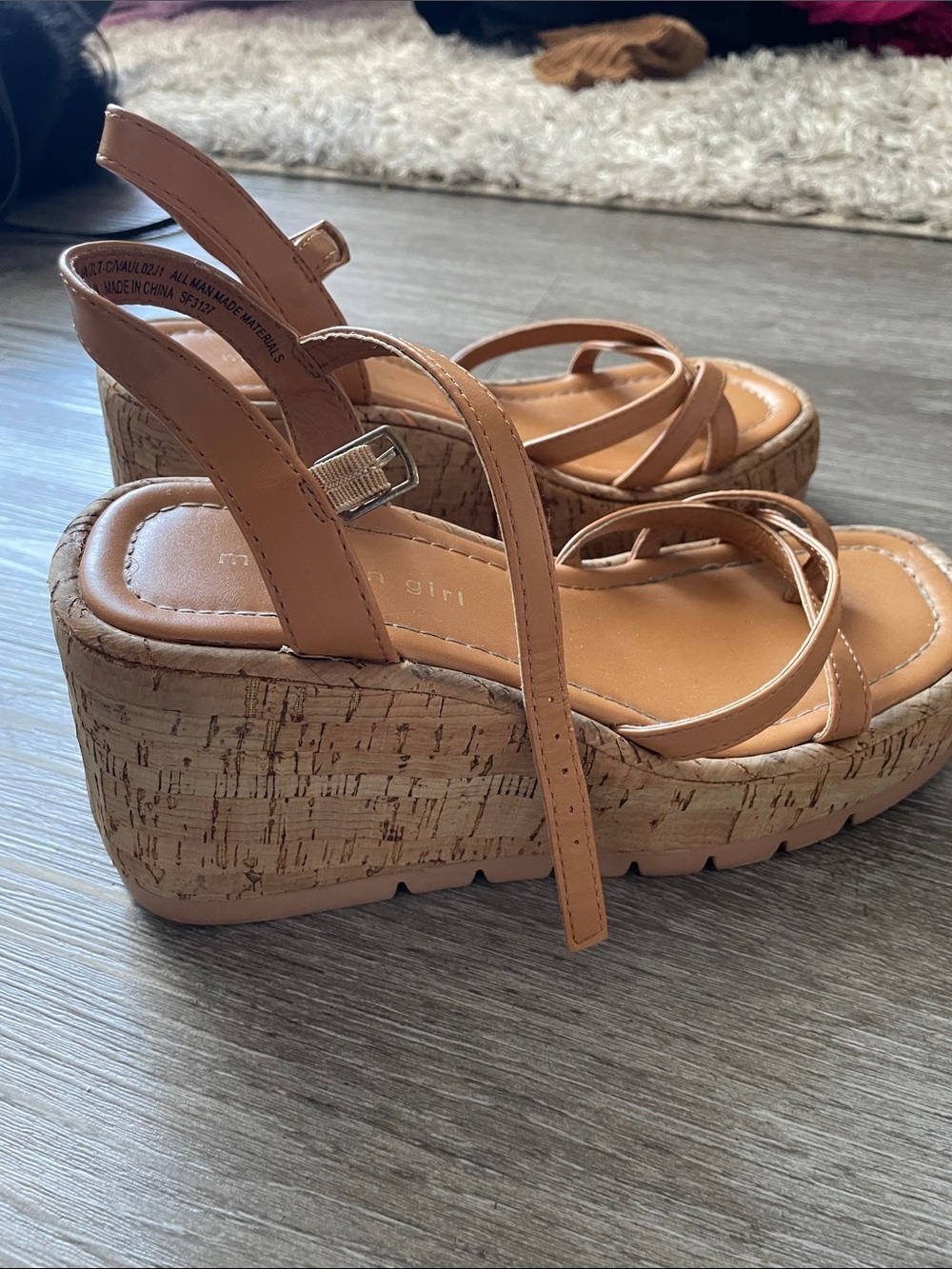 Madden Girl Tan Cork Platform Wedge Sandals